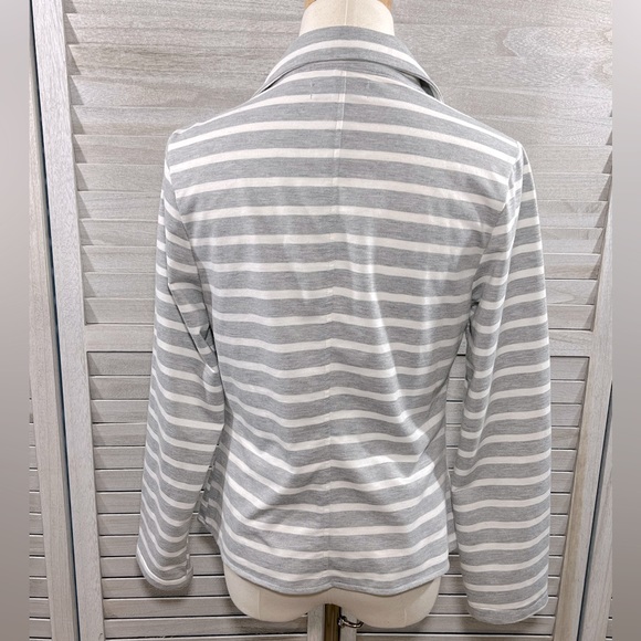 MOD MODELE Women's Casual Cotton Blend Blazer Gray/White Stripes-Large - Picture 2 of 2